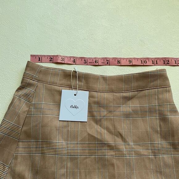 Adika Plaid Pleated Mini Skirt Women’s XS Brown Checkered Tennis Schoolgirl Y2K - Picture 4 of 7